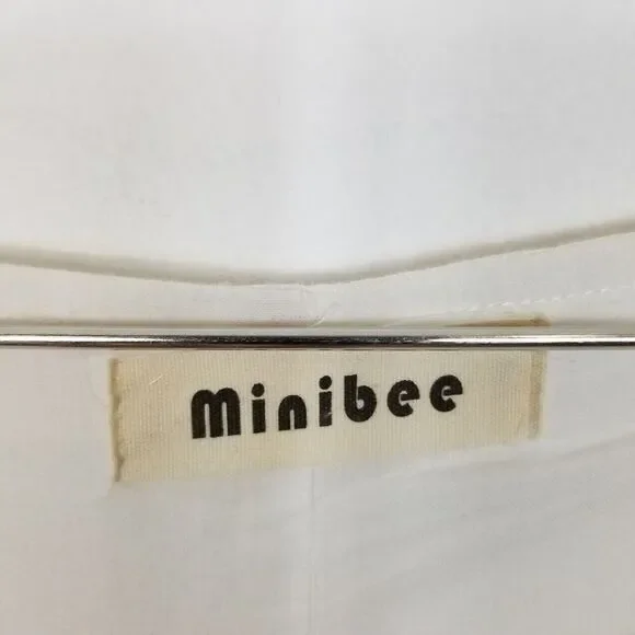 Minibee Women Linen Lagenlook Midi Dress Size S/M White Relaxed Short Sleeve - Picture 8 of 9